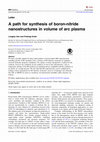 Research paper thumbnail of A path for synthesis of boron-nitride nanostructures in volume of arc plasma