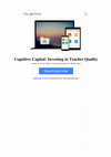 Research paper thumbnail of Cognitive Capital: Investing in Teacher Quality