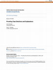 Research paper thumbnail of Providing Clear Directions and Explanations