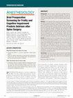 Research paper thumbnail of Brief Preoperative Screening for Frailty and Cognitive Impairment Predicts Delirium after Spine Surgery