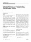 Research paper thumbnail of Surgical management of cervical spondylotic myelopathy with laminectomy and instrumented fusion