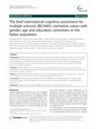 Research paper thumbnail of The brief international cognitive assessment for multiple sclerosis (BICAMS): normative values with gender, age and education corrections in the Italian population