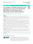 Research paper thumbnail of An evaluation of whether propensity score adjustment can remove the self-selection bias inherent to web panel surveys addressing sensitive health behaviours