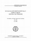 Research paper thumbnail of Do Calculus Students Eventually Learn to Solve Non-Routine Problems