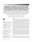 Research paper thumbnail of Comparative Analyses of the Computer Aided Presentation and Brochure Based Information on the Knowledge of Mothers Regarding the Oral Health Status of Their 0-3 Years Old Children