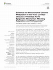 Research paper thumbnail of Evidence for Mitochondrial Genome Methylation in the Yeast Candida albicans: A Potential Novel Epigenetic Mechanism Affecting Adaptation and Pathogenicity?