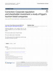 Research paper thumbnail of Correction: Corporate reputation and shareholder investment: a study of Egypt’s tourism listed companies