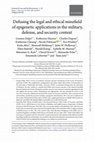 Research paper thumbnail of Defusing the Legal and Ethical Minefield of Epigenetic Applications in the Military, Defense, and Security Context