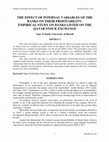 Research paper thumbnail of The Effect of Internal Variables of the Banks on Their Profitability: Empirical Study on Banks Listed on the Qatar Stock Exchange