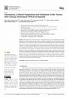 Research paper thumbnail of Translation, Cultural Adaptation and Validation of the Nurses Self-Concept Instrument (NSCI) to Spanish