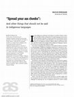 Research paper thumbnail of “Spread Your Ass Cheeks”: And Other Things that Should not be Said in Indigenous Languages. 