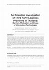 Research paper thumbnail of An Empirical Investigation of Third Party Logistics Providers in Thailand