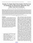 Research paper thumbnail of Studies On Apple Seed Germination And Survival Of Seedlings As Affected By Gibberellic Acid Under Cold Arid Conditions