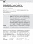 Research paper thumbnail of Role of Maternal Thyroid-Stimulating Immunoglobulin in Graves' Disease for Predicting Perinatal Thyroid Dysfunction