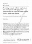 Research paper thumbnail of Promising research fields in supply chain risk management and supply chain resilience and the gaps concerning human factors: A literature review