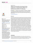 Research paper thumbnail of Maternal and paternal anxiety during pregnancy: Comparing the effects on behavioral problems in offspring