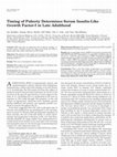 Research paper thumbnail of Timing of Puberty Determines Serum Insulin-Like Growth Factor-I in Late Adulthood