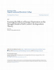 Research paper thumbnail of Examing the Effects of Energy Deprivation on the Strength Model of Self-Control: An Imposition Theory