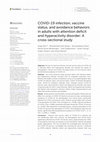 Research paper thumbnail of COVID-19 infection, vaccine status, and avoidance behaviors in adults with attention deficit and hyperactivity disorder: A cross-sectional study