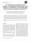 Research paper thumbnail of Are Self-Efficacious Individuals more Sensitive to Organizational Justice Issues? The Influence of Self-Efficacy on the Relationship between Justice Perceptions and Turnover