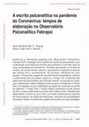 Research paper thumbnail of A Escrita Psicanalitica na Pandemia do Coronavirus 950 Texto do Artigo 3976 4033 10 20220120