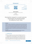 Research paper thumbnail of Nonreactive research in social sciences - advantages and disadvantages of analyzing 'found' data