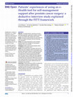 Research paper thumbnail of Patients’ experiences of using an e-Health tool for self-management support after prostate cancer surgery: a deductive interview study explained through the FITT framework