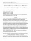 Research paper thumbnail of Motivators for student academic dishonesty at a medium sized university in Alberta, Canada: Faculty and student perspectives