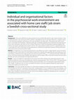 Research paper thumbnail of Individual and organisational factors in the psychosocial work environment are associated with home care staffs’ job strain: a Swedish cross-sectional study