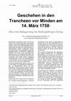 Research paper thumbnail of Geschehen in den Trancheen vor Minden am 14. März 1758 - Die erste Belagerung im Siebenjährigen Krieg