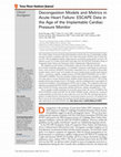 Research paper thumbnail of Decongestion Models and Metrics in Acute Heart Failure: ESCAPE Data in the Age of the Implantable Cardiac Pressure Monitor