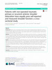 Research paper thumbnail of Patients with non-operated traumatic primary or recurrent anterior shoulder dislocation have equally poor self-reported and measured shoulder function: a cross-sectional study