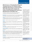 Research paper thumbnail of Effectiveness of Standardized Physical Therapy Exercises for Patients With Difficulty Returning to Usual Activities After Decompression Surgery for Subacromial Impingement Syndrome: Randomized Controlled Trial