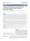 Research paper thumbnail of Traditional knowledge and phytochemical screening of plants used in snakebite prevention in Benin