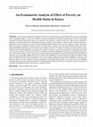 Research paper thumbnail of An econometric analysis of effect of poverty on health status in Kenya