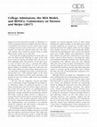 Research paper thumbnail of College Admissions, the MIA Model, and MOOCs: Commentary on Niessen and Meijer (2017)