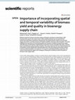 Research paper thumbnail of Importance of incorporating spatial and temporal variability of biomass yield and quality in bioenergy supply chain