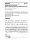 Research paper thumbnail of About tests of the “simplifying” assumption for conditional copulas