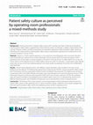 Research paper thumbnail of Patient safety culture as perceived by operating room professionals: a mixed-methods study