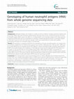 Research paper thumbnail of Genotyping of human neutrophil antigens (HNA) from whole genome sequencing data