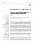 Research paper thumbnail of Short-Term Increase in Abundance of Foliage-Gleaning Insectivorous Birds Following Experimental Ice Storms in a Northern Hardwood Forest