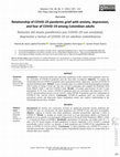 Research paper thumbnail of Relationship of COVID-19 pandemic grief with anxiety, depression, and fear of COVID-19 among Colombian adultsRelación del duelo pandémico por COVID-19 con ansiedad, depresión y temor al COVID-19 en adultos colombianos