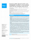 Research paper thumbnail of European adults' physical activity socio-demographic correlates: a cross-sectional study from the European Social Survey