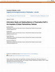 Research paper thumbnail of Information Needs and Seeking Behavior of Paramedical Staff in the Hospitals of Khyber Pakhtunkhwa, Pakistan