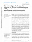 Research paper thumbnail of Electrochemical growth behavior, surface properties, and enhanced in vivo bone response of TiO2 nanotubes on microstructured surfaces of blasted, screw-shaped titanium implants