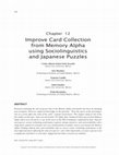 Research paper thumbnail of Improve Card Collection from Memory Alpha using Sociolinguistics and Japanese Puzzles