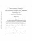 Research paper thumbnail of A Simple Correction Procedure for High-Dimensional Generalized Linear Models with Measurement Error