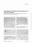 Research paper thumbnail of Ambulatory Monitoring of Blood Pressure in Normal Pregnancy