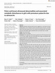 Research paper thumbnail of Title: Pelvic and breast ultrasound abnormalities and associated metabolic disturbances in girls with premature pubarche due to adrenarche