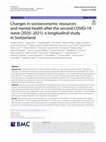 Research paper thumbnail of Changes in socioeconomic resources and mental health after the second COVID-19 wave (2020–2021): a longitudinal study in Switzerland